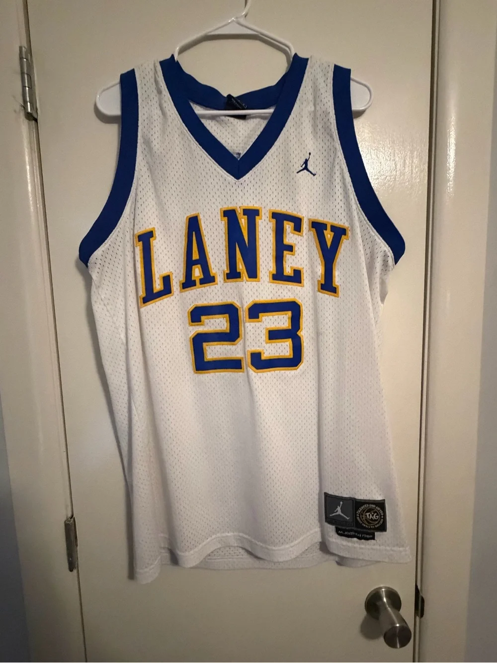 Jordan White, Blue & Yellow Laney #23 Basketball Jersey